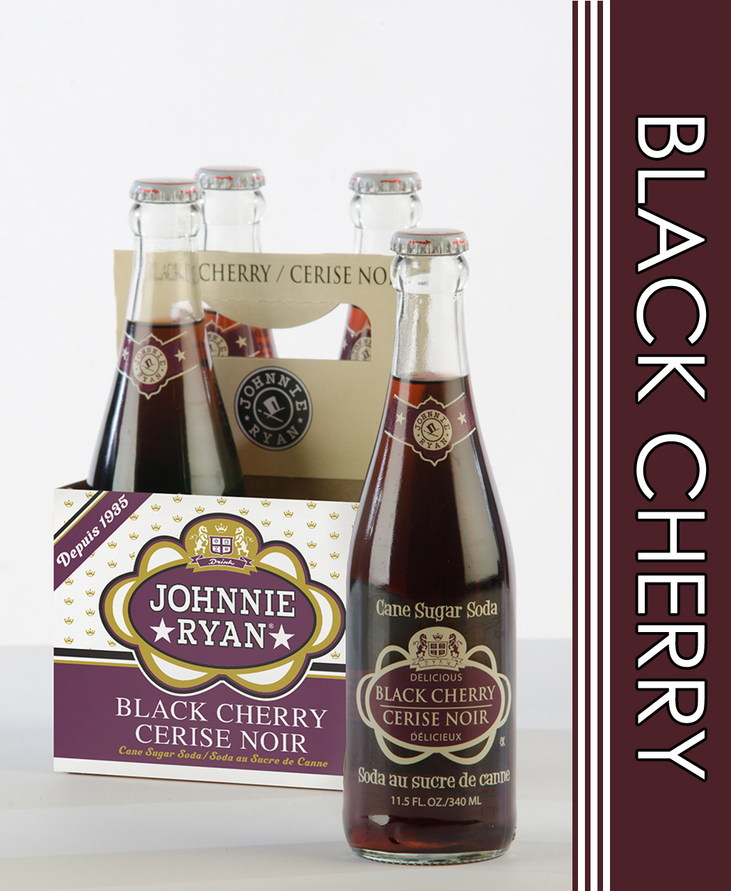 Black Cherry cane sugar soda from Johnnie Ryan beverages in Niagara Falls, NY.