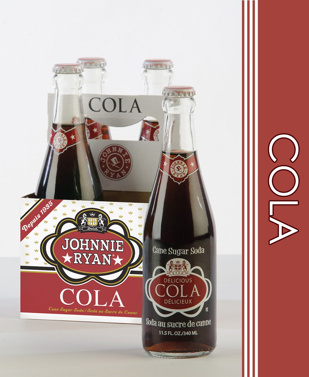 Cola cane sugar soda from Johnnie Ryan beverages in Niagara Falls, NY.