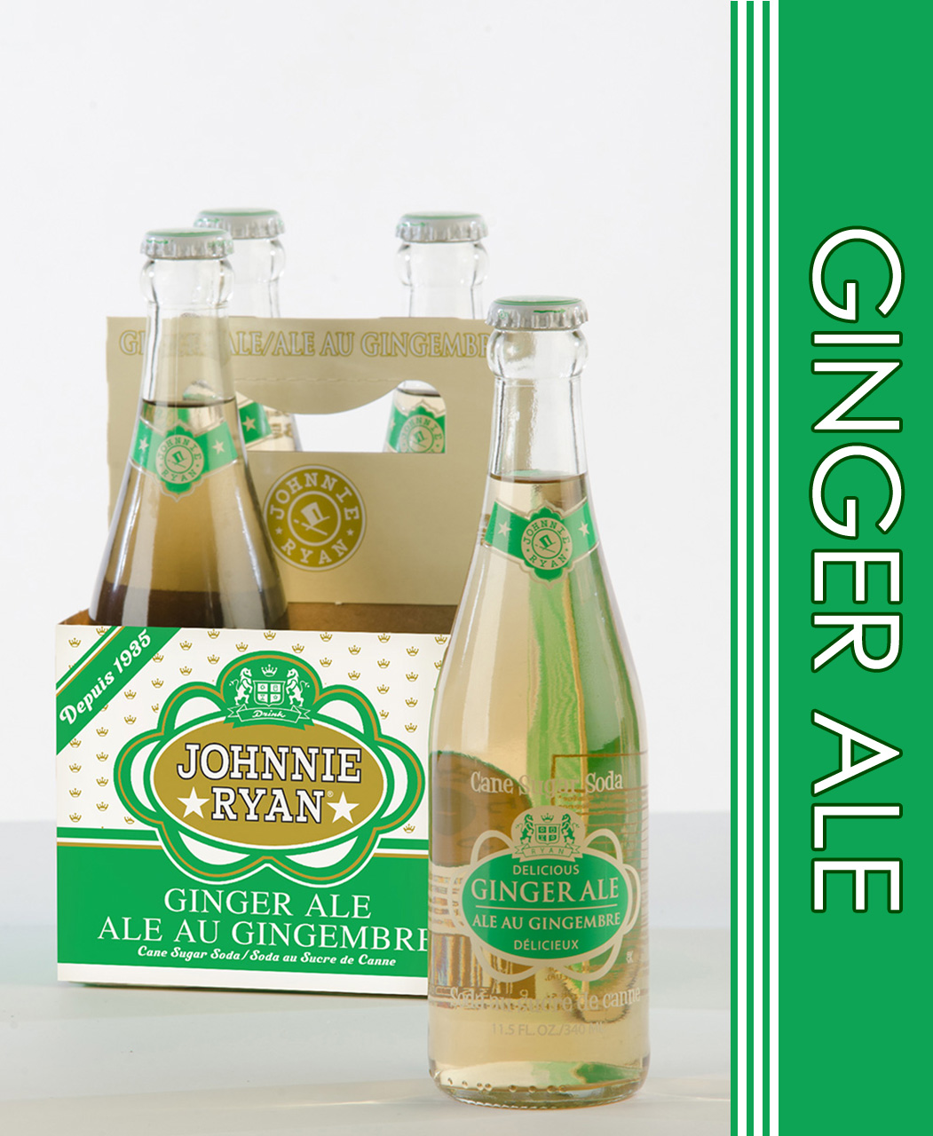 Ginger Ale cane sugar soda from Johnnie Ryan beverages in Niagara Falls, NY.