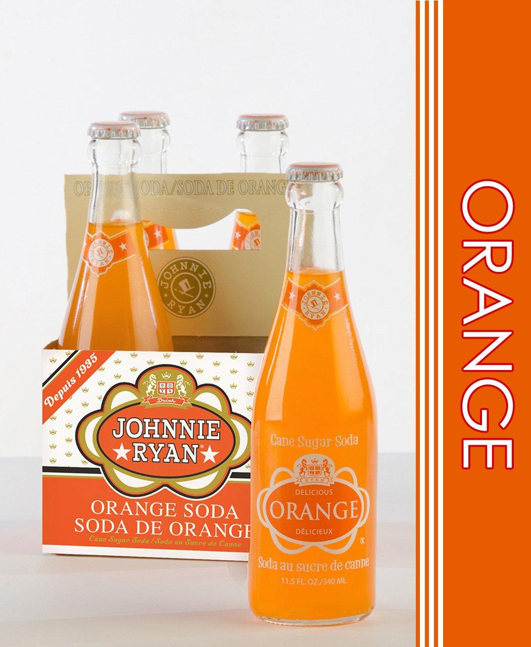 Orange cane sugar soda from Johnnie Ryan beverages in Niagara Falls, NY.