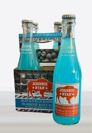 Buffalo Blue Raspberry cane sugar soda from Johnnie Ryan beverages in Niagara Falls, NY.